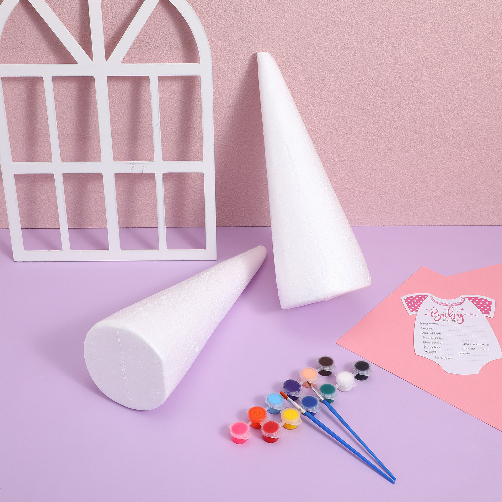 Art Craft For Kindergarten - 2Pcs White Polystyrene Foam Cones for