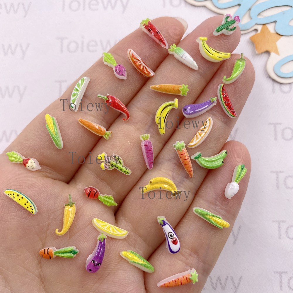 Art Craft Vegetables - 100pcs Resin Colorful Glitter Vegetables Fruits