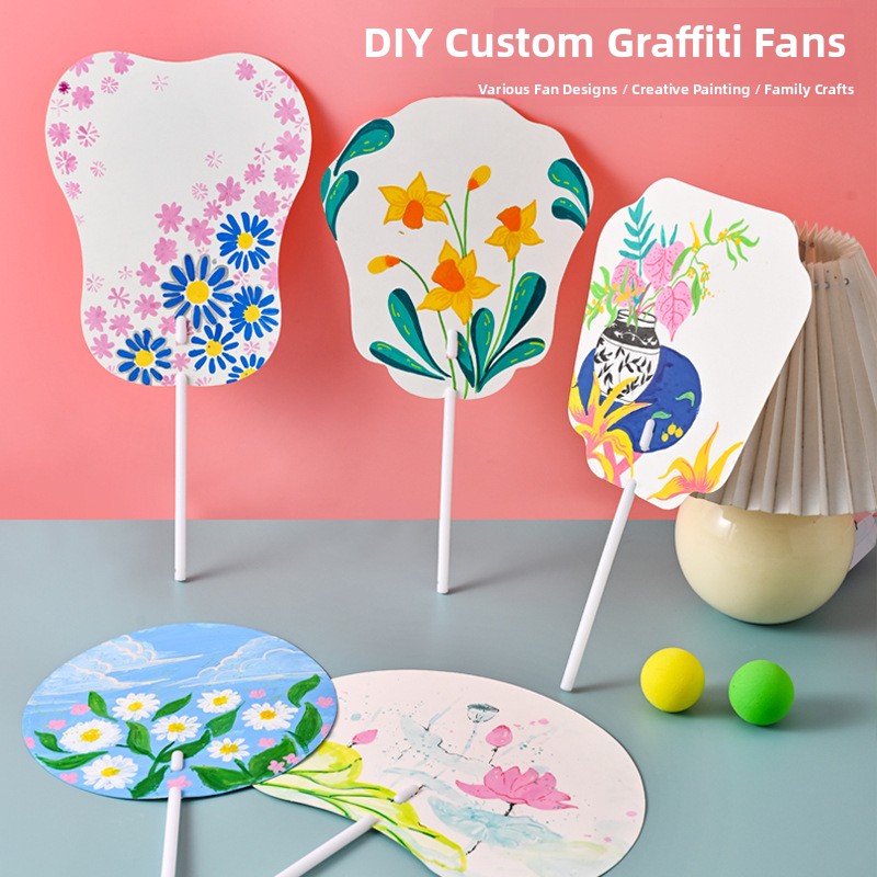 Art Craft For Kindergarten - DIY Hand-Painted Fan Paper for Kindergarten