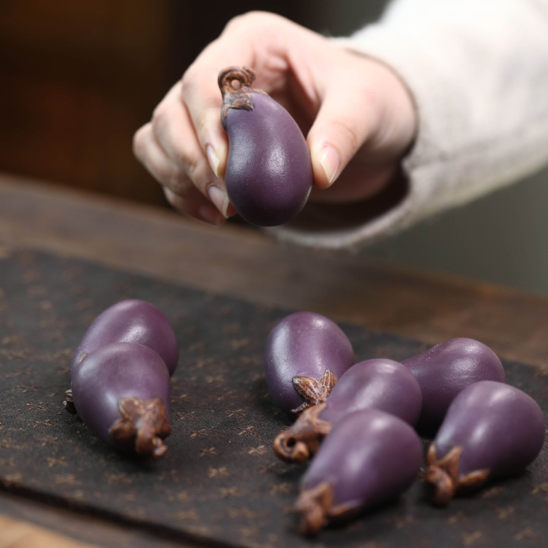 Art Craft Vegetables - Purple Sand Eggplant Tea Pet Handmade