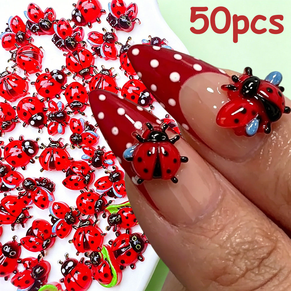 50Pcs 3D Mini Ladybug Nail Cha - Art Craft Ladybug recension och pris