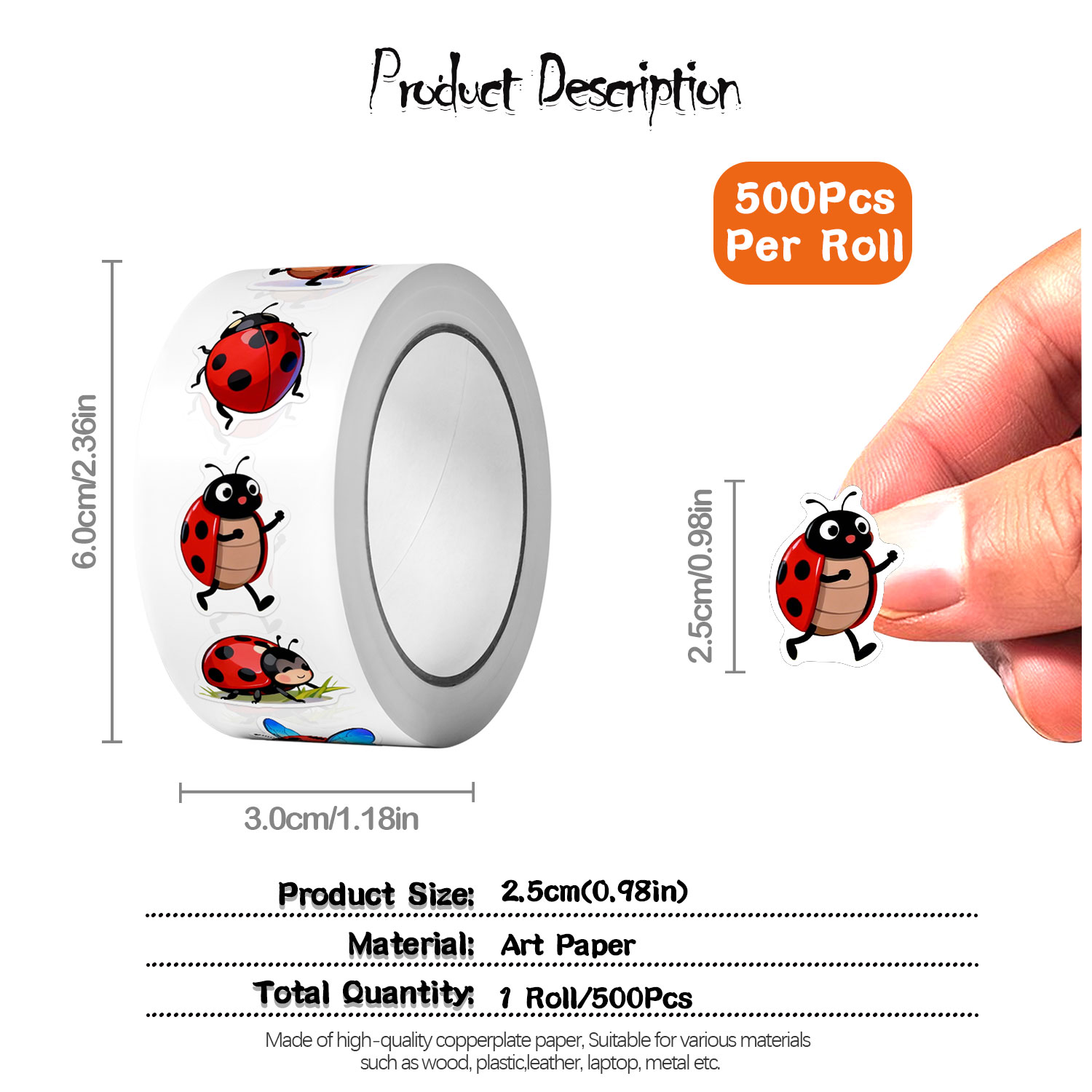 1Roll(500Pcs)10 Irregular Cart - Art Craft Ladybug recension och pris
