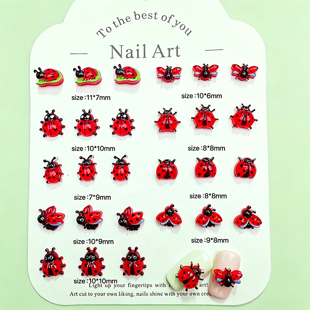 50Pcs 3D Mixed Red Ladybug Nai - Art Craft Ladybug recension och pris