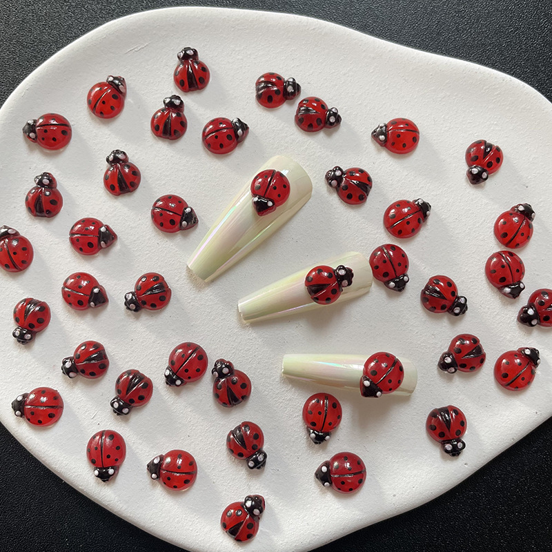 50Pcs 3D Resin Red Ladybug Nai - Art Craft Ladybug recension och pris