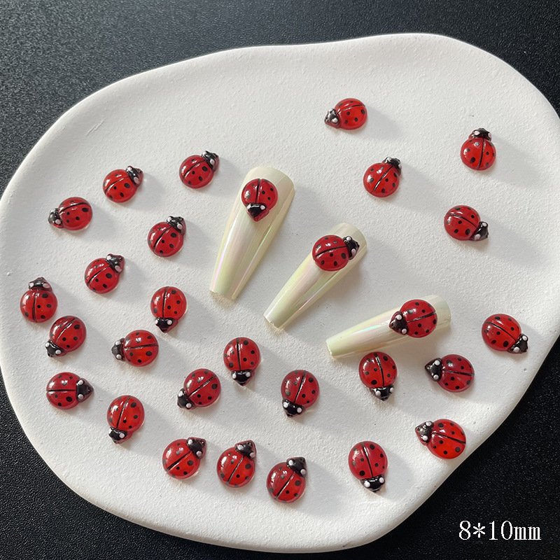 50Pcs 3D Resin Red Ladybug Nai - Art Craft Ladybug recension och pris