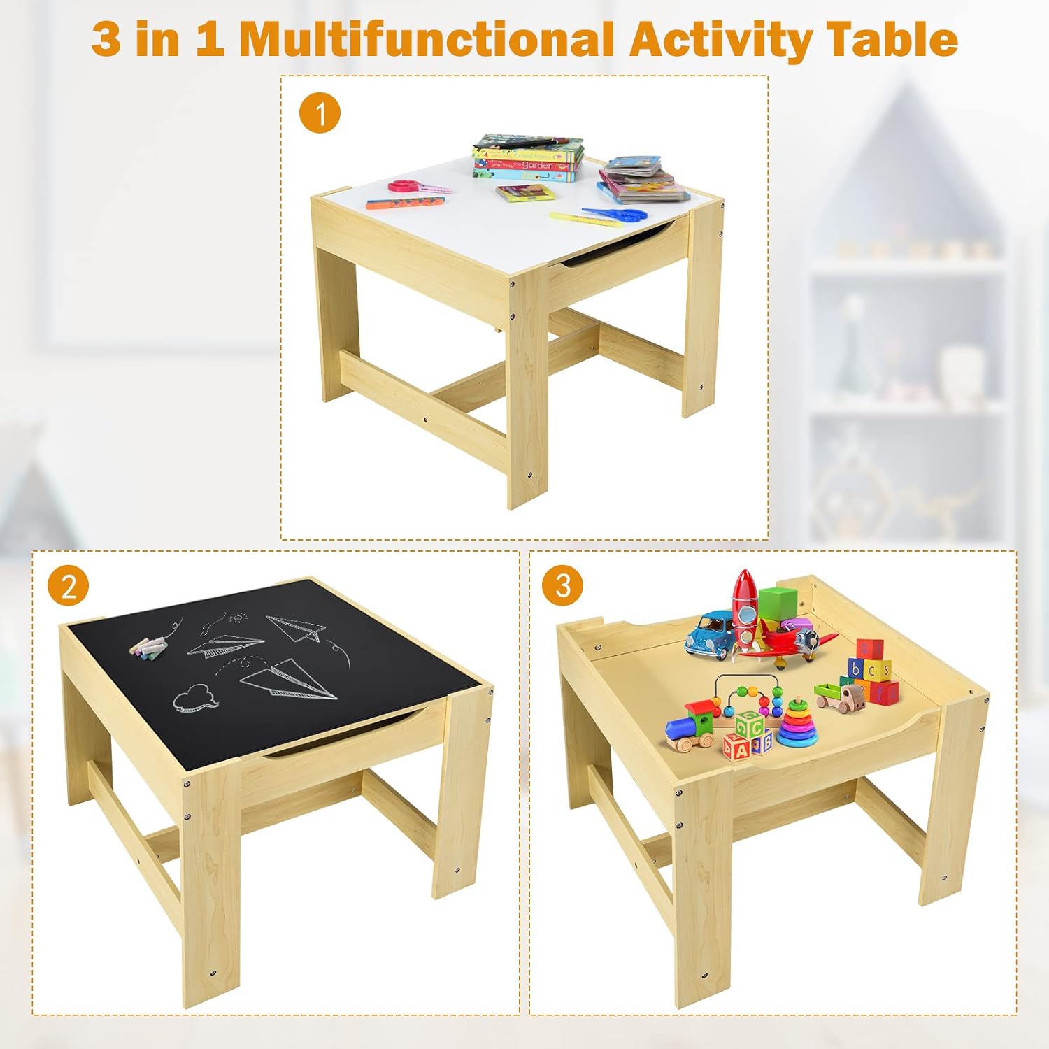 Kids Table and Chair Set, 3 in - Art Craft For Toddlers recension och pris