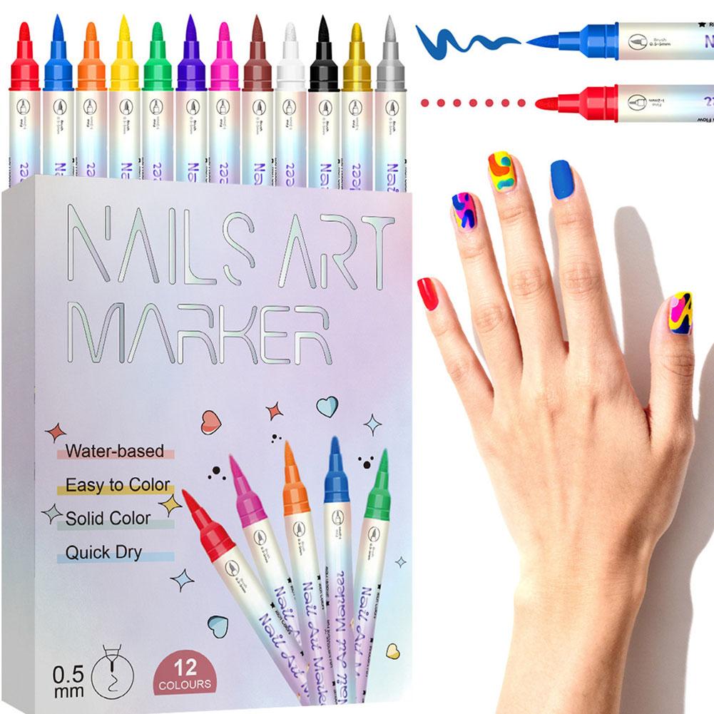12 Colors Nail Art Marker Pens - Illustration Marker Set recension och pris