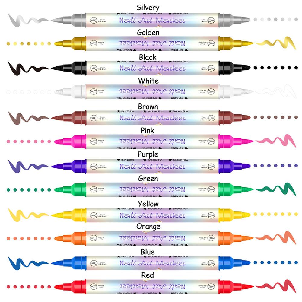 12 Colors Nail Art Marker Pens - Illustration Marker Set recension och pris