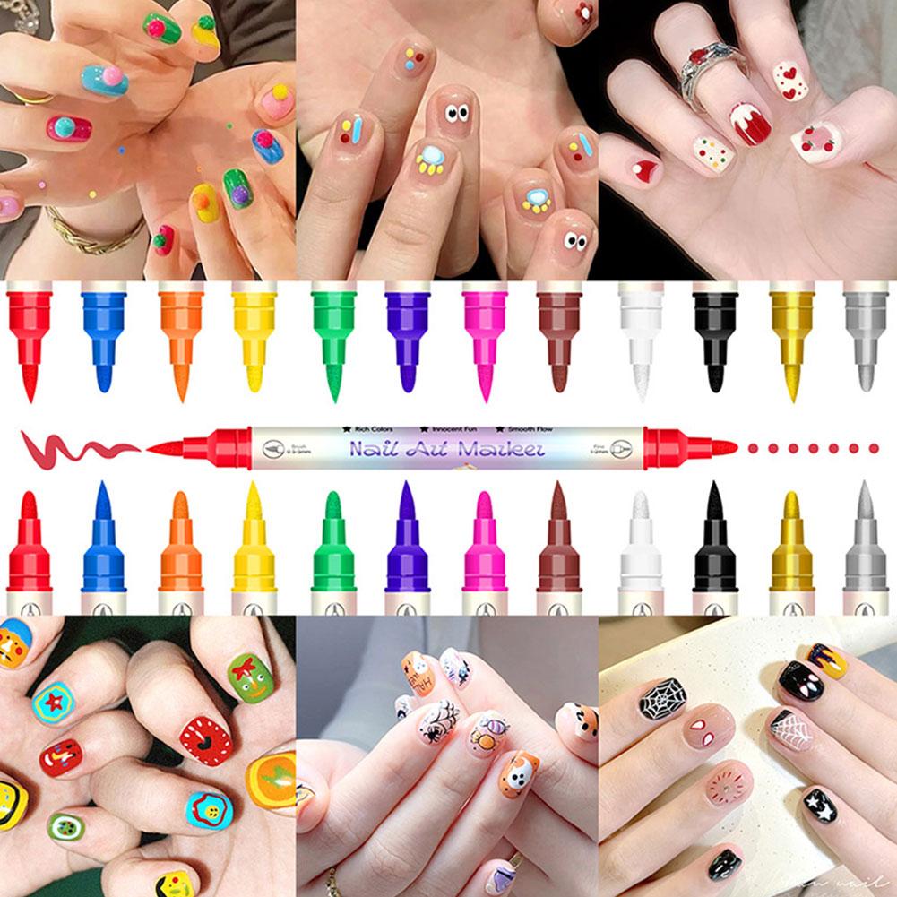 12 Colors Nail Art Marker Pens - Illustration Marker Set recension och pris