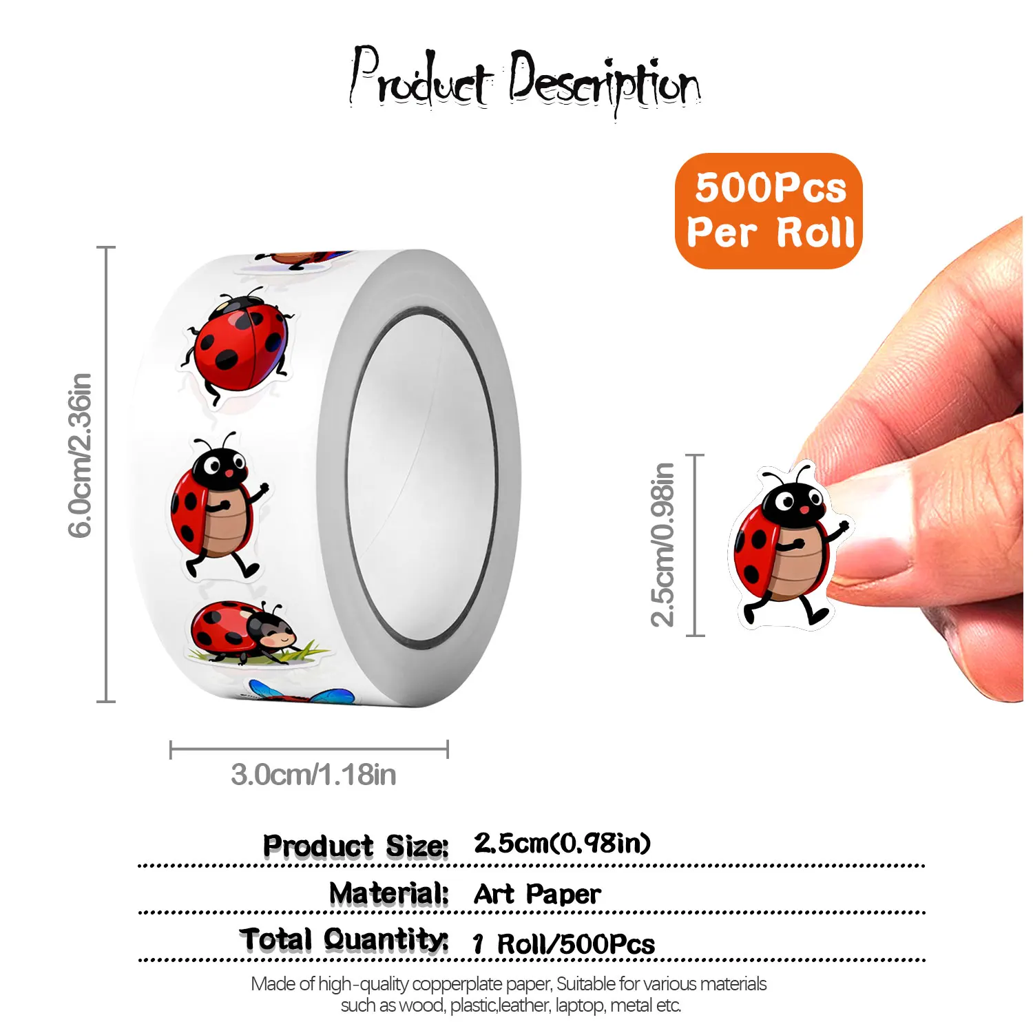 1Roll(500Pcs)10 Irregular Cart - Art Craft Ladybug recension och pris